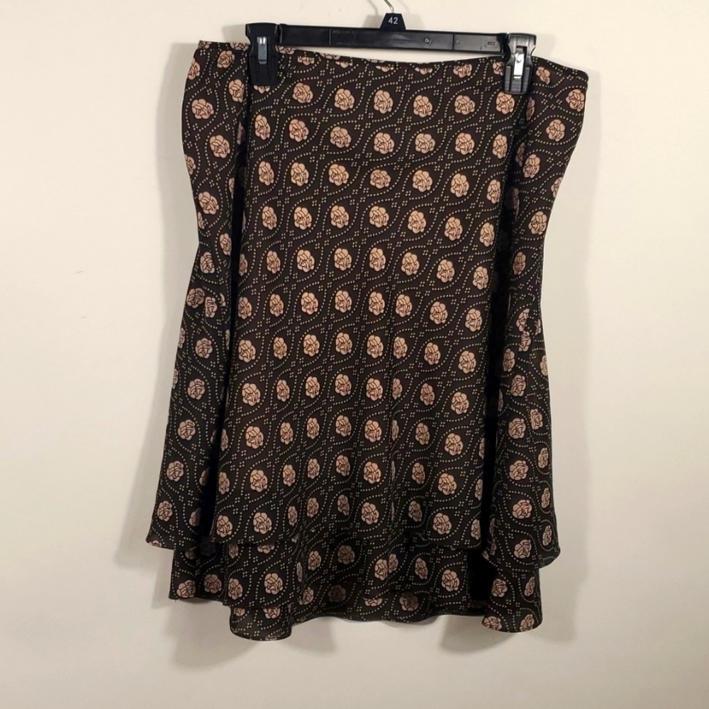 Ann taylor Floral brown skirt with Ruffles Size 12P - Picture 1 of 11